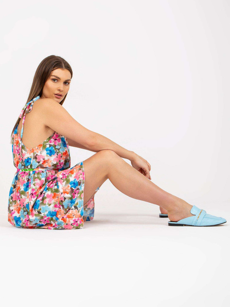 Sukienka w kolorowe kwiaty z falbaną RUE PARIS