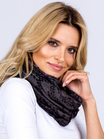 Grafitowo-czarna zwiewna chusta w ludowe wzory