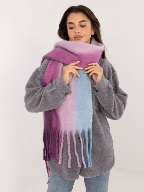 Hurt Ciemnofioletowo-niebieski zimowy szal ombre