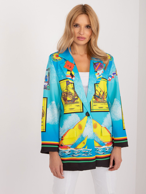 Hurt Niebieska jednorzędowa marynarka z printem