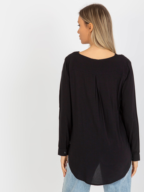 Hurt Czarna asymetryczna bluzka koszulowa z wiskozy SUBLEVEL