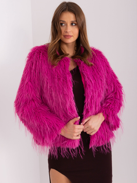 Hurtownia Fuksjowa damska kurtka przejściowa futrzana