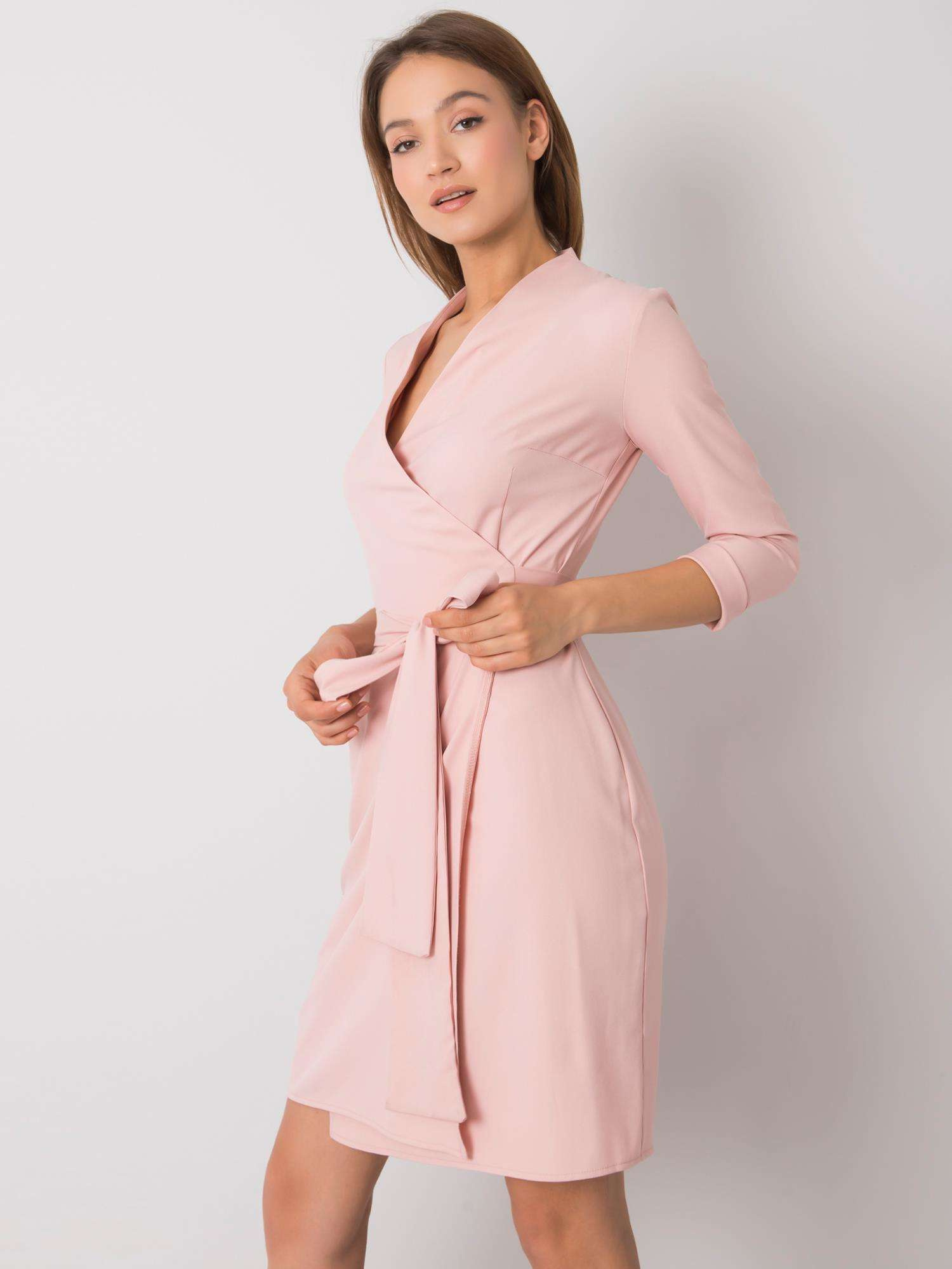 Schmutzig-rosa Kleid mit Bindung Edelie.