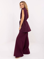 Burgundowa garniturowa kamizelka w paski RUE PARIS 