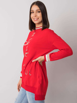 Czerwona bawełniana tunika plus size z napisem Jamellia