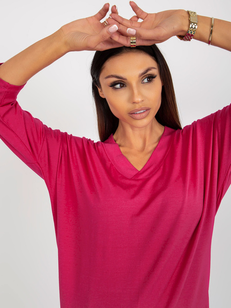 Hurt Fuksjowa damska bluzka basic z rękawem 3/4