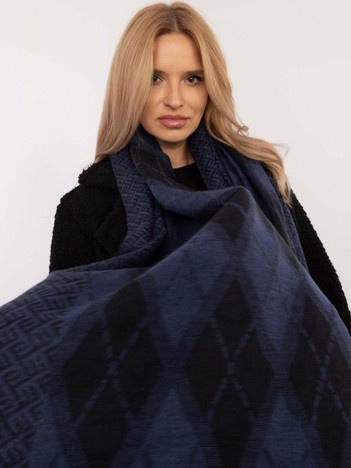 Hurt black-dark blue women's scarf with print.