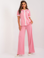 Hurt Różowa damska bluzka wizytowa z krótkim rękawem