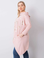 Brudnoróżowa bluza plus size z kapturem Aina