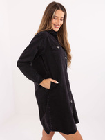 Czarna jeansowa sukienka z guzikami SUBLEVEL 