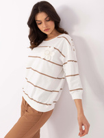 Hurt Ecru-ciemnobeżowa bluzka z okrągłym dekoltem