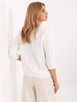 Hurt Ecru bluzka z abstrakcyjnym hafem twarzy