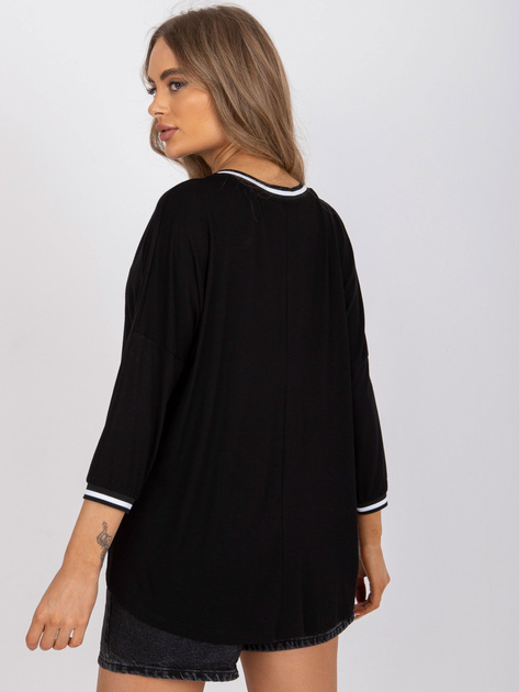Czarna luźna bluzka na co dzień z rękawem 3/4