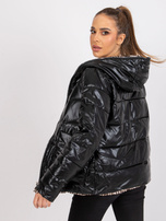 Schwarze wendbare Jacke mit Kapuze Arta.