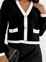 Czarny elegancki sweter 2w1 z kamizelką