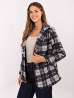 Czarna gruba marynarka w kratę RUE PARIS 