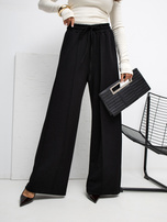 Czarne spodnie basic z szeroką nogawką RUE PARIS 