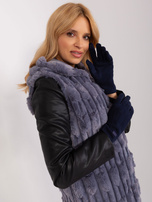 Hurt Granatowe gładkie rękawiczki damskie