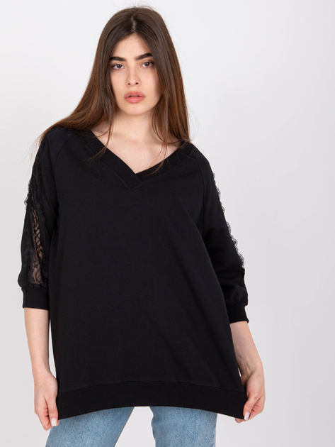 Czarna bawełniana bluzka z koronką Leja RUE PARIS