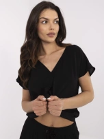 Czarna damska bluzka z dekoltem V SUBLEVEL