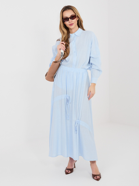 Pastelowa niebieska letnia koszula z domieszką lnu