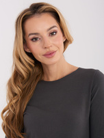 Grafitowa bluzka basic z długim rękawem