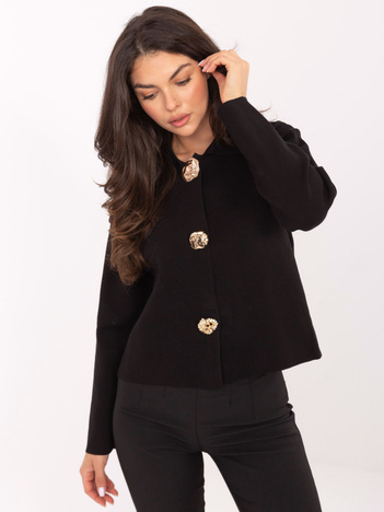 Czarny elegancki sweter z kołnierzykiem