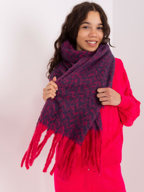 Hurt Granatowo-różowy damski szal we wzory