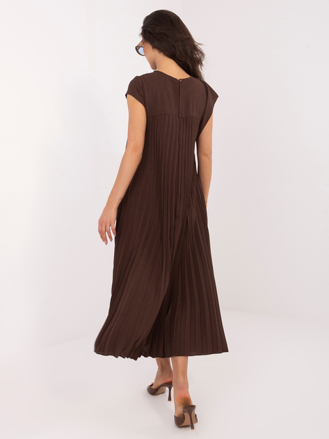Ciemnobrązowa trapezowa sukienka z kieszeniami RUE PARIS