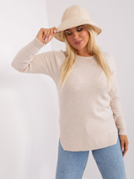 Hurt Jasnobeżowy sweter plus size z okrągłym dekoltem