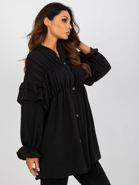 Hurt Czarna boho koszula z falbanami i marszczeniem OCH BELLA