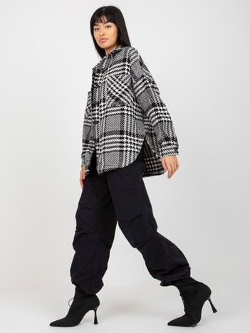 Hurt Czarno-biała ciepła koszula wierzchnia w pepitkę