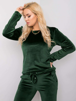 Ciemnozielony welurowy komplet plus size Jeanne