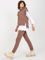 Hurt Brązowy trzyczęściowy komplet casualowy ze spodniami