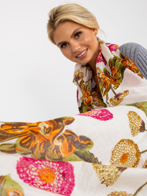 Hurtownia Biała kwiatowa chusta z bawełny