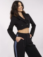 Czarne materiałowe spodnie damskie z lampasami