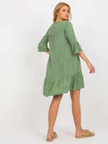 Hurt Khaki letnia sukienka z falbaną i rękawem 3/4 SUBLEVEL
