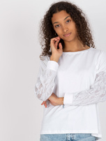 Weiße Bluse mit Spitzenärmeln Shantelle RUE PARIS.