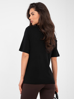 Czarny t-shirt basic w jednolitym kolorze RUE PARIS