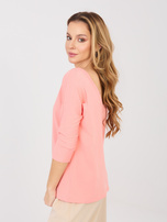 Brzoskwiniowa bluzka basic z rękawem 3/4 RUE PARIS  