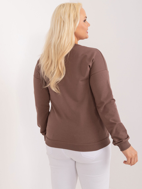 Hurtownia Brązowa bluzka plus size z dekoltem w serek