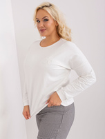 Hurtownia Ecru damska bluzka plus size z naszywką