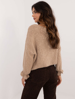 Hurt Ciemnobeżowy sweter oversize z okrągłym dekoltem