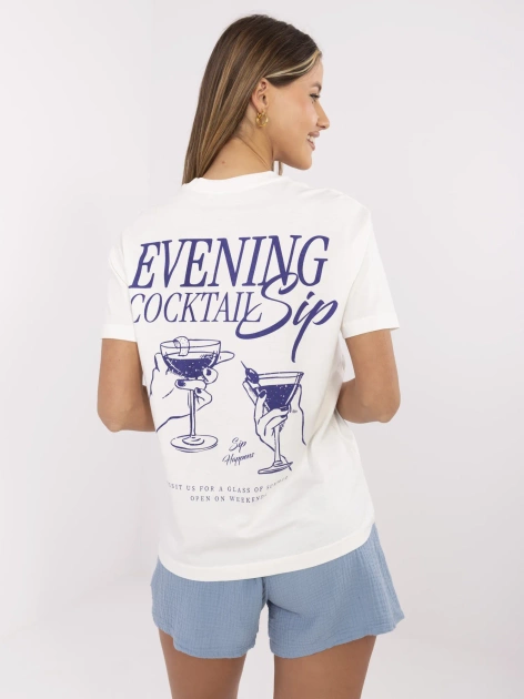 Biały damski t-shirt z napisami SUBLEVEL