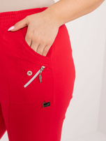 Hurtownia Czerwone dopasowane spodnie 3/4 plus size