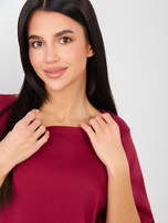 Bordowy t-shirt basic z bawełny RUE PARIS 