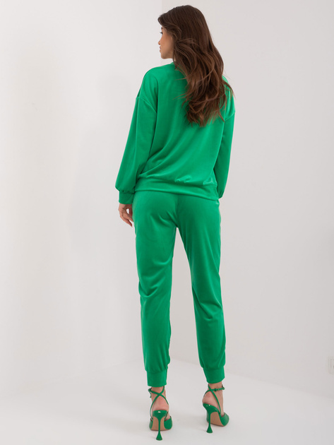 Hurtownia Zielony komplet welurowy z kokardami