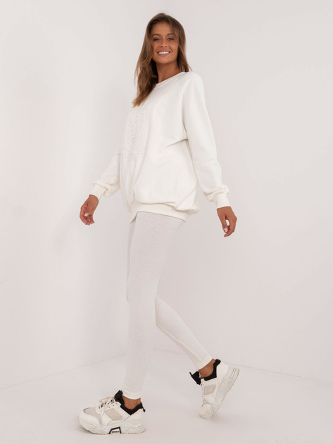 Hurt Ecru damski komplet dresowy z legginsami w prążek