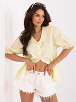 Jasnożółta letnia koszula z rękawem 3/4
