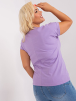 Hurt Jasnofioletowa bluzka plus size z nadrukiem 